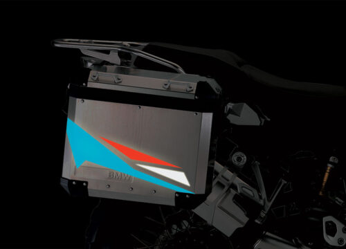 BMW Aluminum Side Panniers Alive Blue & Red Reflective Film