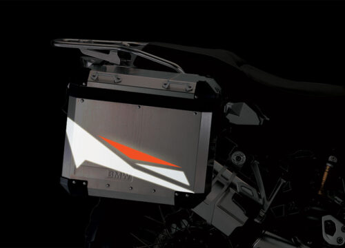 BMW Aluminum Side Panniers Alive Orange & Black Reflective Film