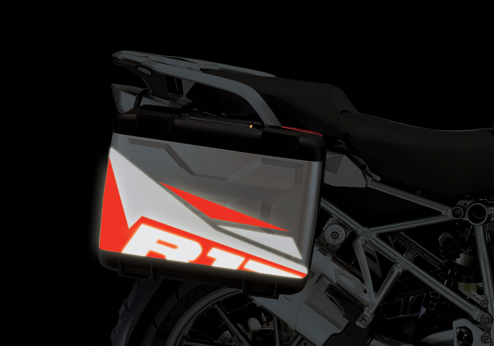 BMW Vario Side Panniers Black/Red Reflective Film Alive Side Panniers Stickers