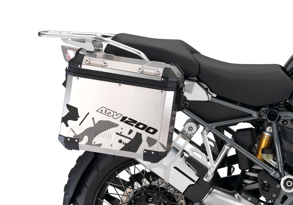 BMW Aluminum Side Pannier Safari Black & Grey Stickers Kit