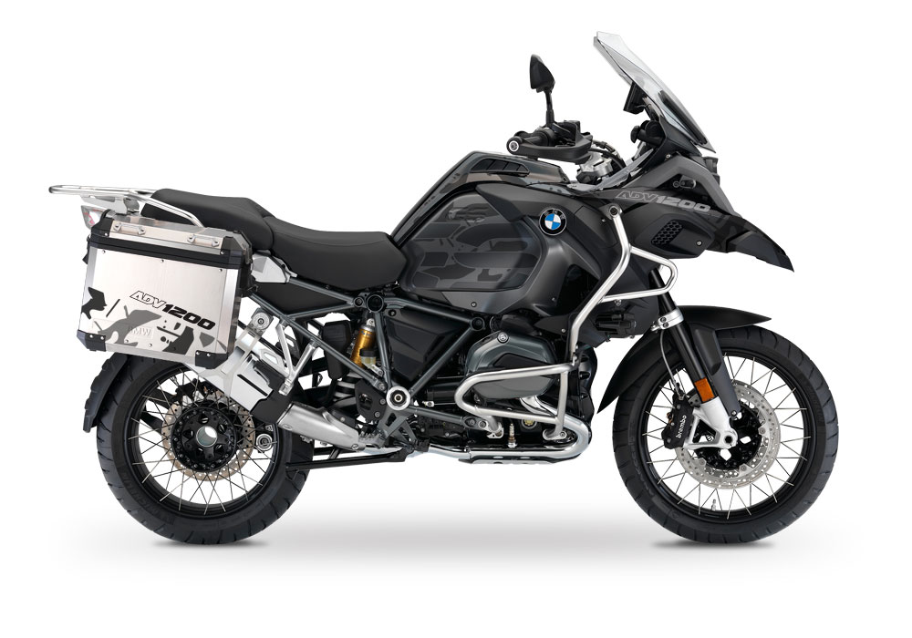BMW Aluminum Side Pannier Safari Black & Grey Stickers Kit - Image 2