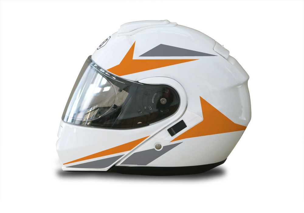Shoei Neotec White Alive Series Orange & Grey Stickers Kit - Image 2