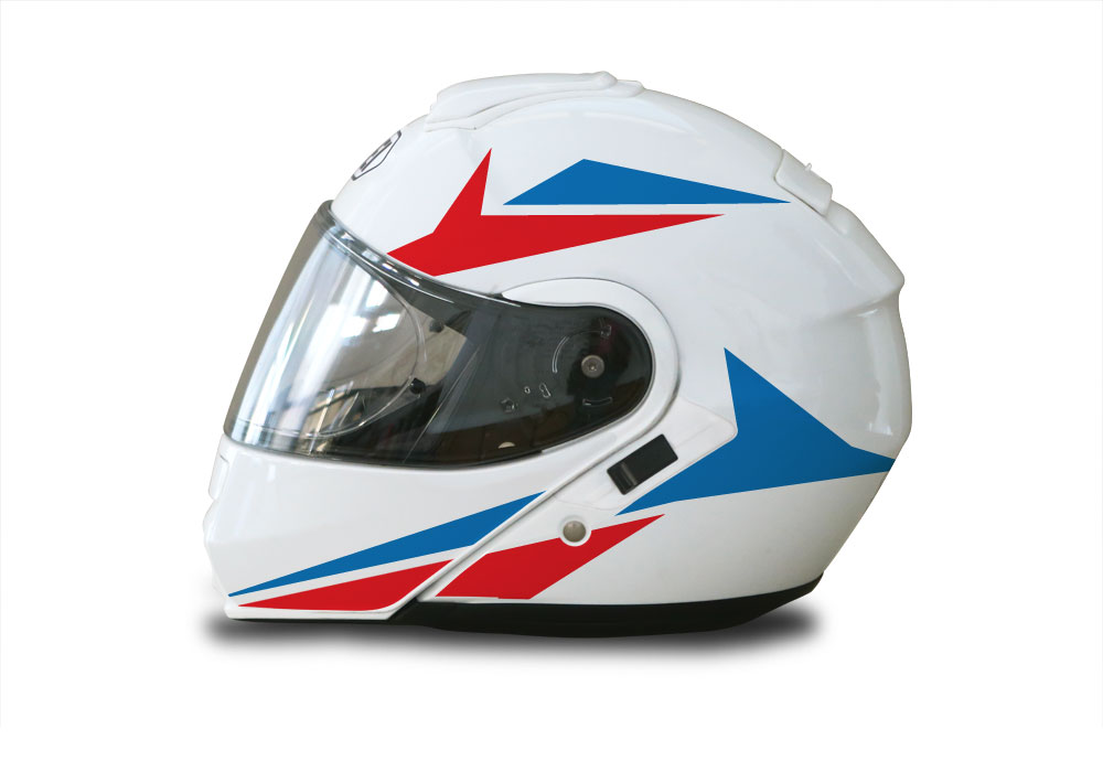 Shoei Neotec White Alive Series Red & Blue Stickers Kit - Image 2