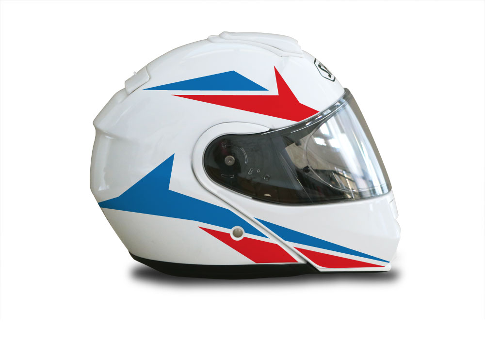 Shoei Neotec White Alive Series Red & Blue Stickers Kit