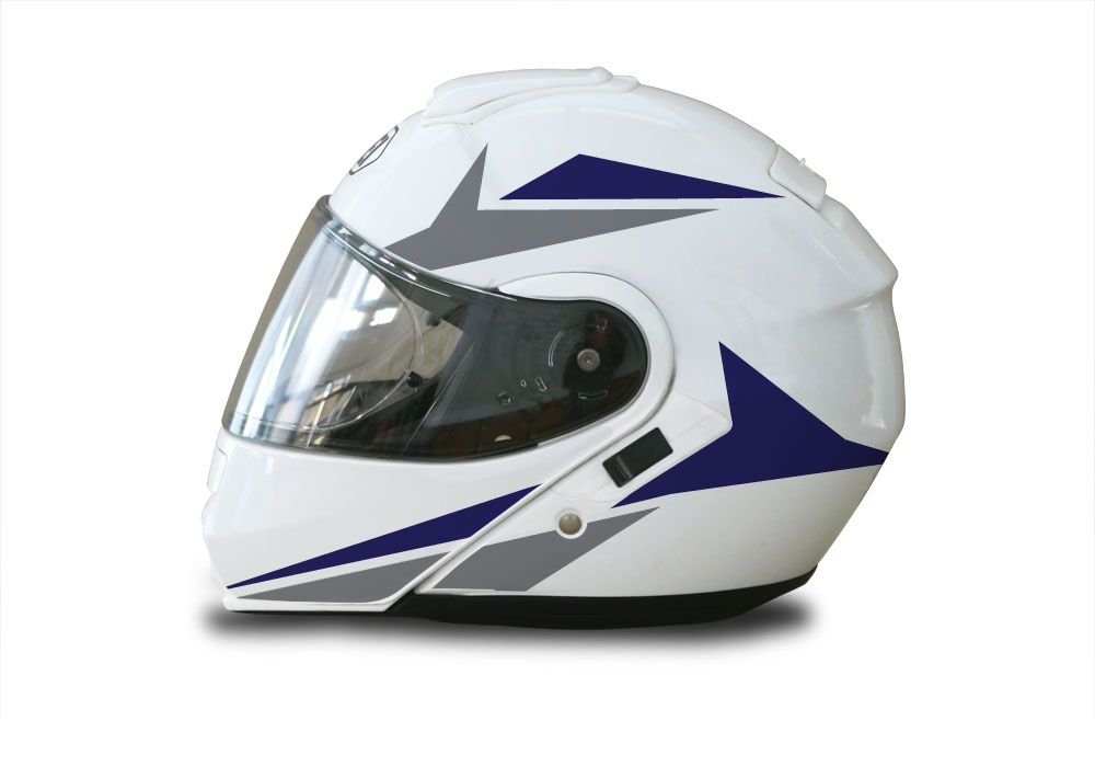 Shoei Neotec White Alive Series Blue & Grey Stickers Kit - Image 2