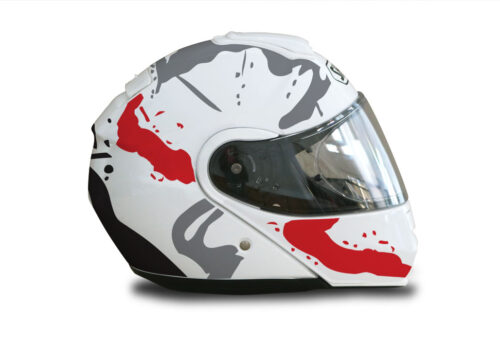 Shoei Neotec White Safari Series Grey & Red Stickers Kit