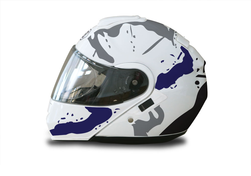 Shoei Neotec White Safari Series Grey & Blue Stickers Kit - Image 2