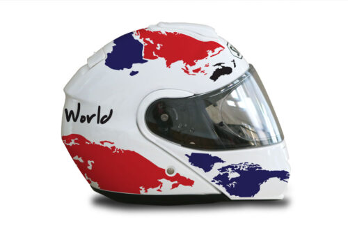 Shoei Neotec White The Globe Series Red & Blue Stickers Kit