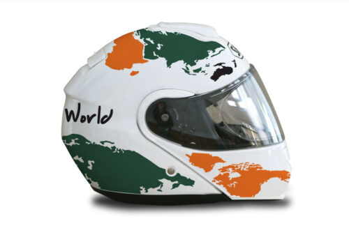 Shoei Neotec White The Globe Series Orange & Military Green Stickers Kit