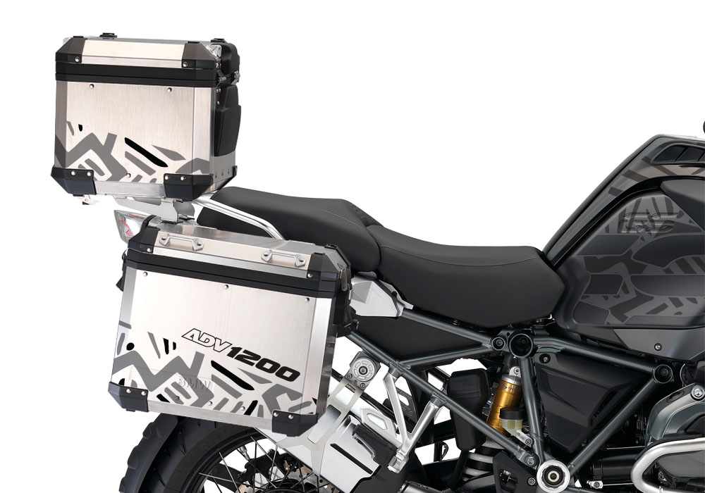 BMW Aluminum Top Box Massai Black & Grey Stickers Kit - Image 2