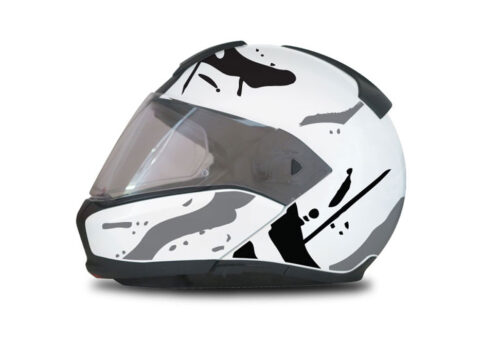 BMW System 6 Helmet (White) Safari Grey & Black Stickers Kit