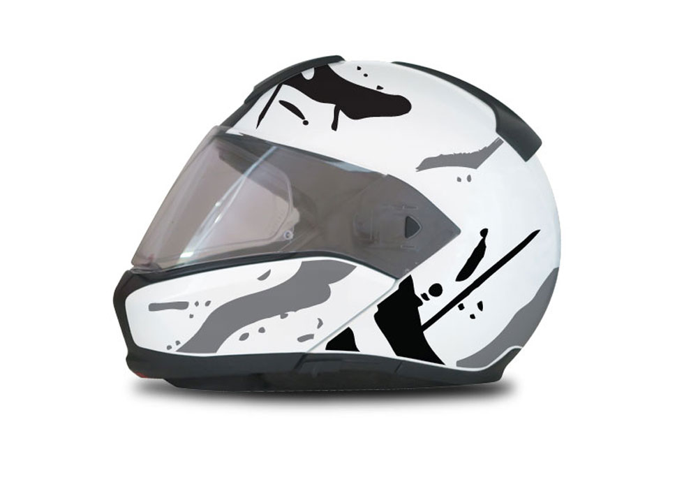BMW System 6 Helmet (White) Safari Grey & Black Stickers Kit