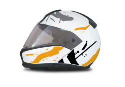BMW System 6 Helmet (White) Safari Yellow & Black Stickers Kit