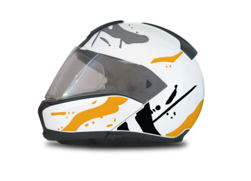 BMW System 6 Helmet (White) Safari Yellow & Black Stickers Kit