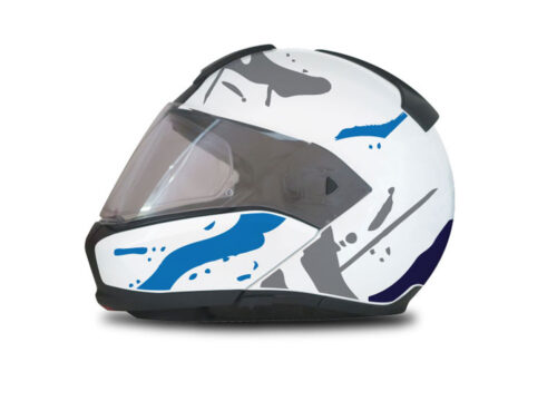 BMW System 6 Helmet (White) Safari Blue & Black Stickers Kit