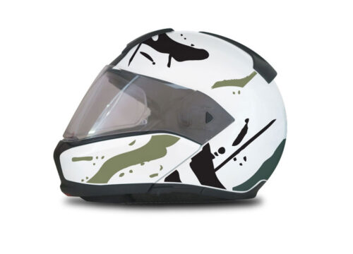 BMW System 6 Helmet (White) Safari Military Green Stickers Kit