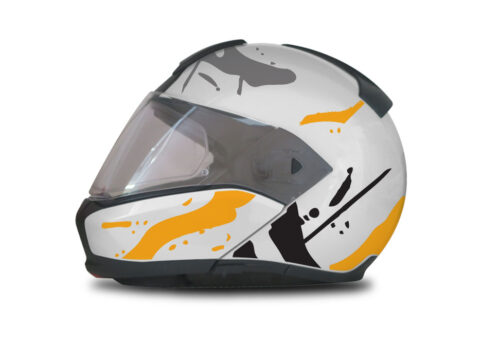 BMW System 6 Helmet (Silver) Safari Yellow & Black Stickers Kit
