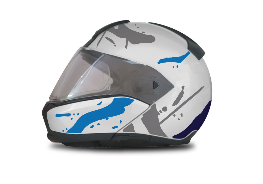 BMW System 6 Helmet (Silver) Safari Blue & Black Stickers Kit