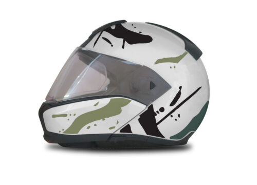 BMW System 6 Helmet (Silver) Safari Military Green Stickers Kit