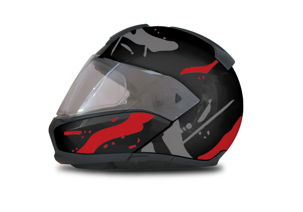 BMW System 6 Helmet (Black) Safari Red & Grey Stickers Kit