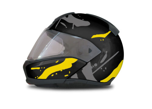 BMW System 6 Helmet (Black) Safari Yellow & Grey Stickers Kit