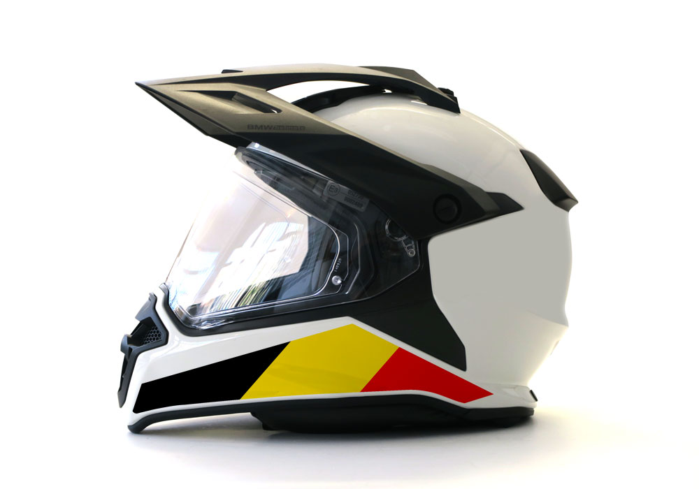 BMW GS Enduro Helmet (White) The Flag Series Belgium Sticker