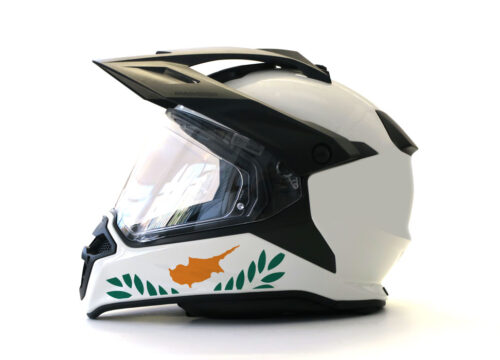 BMW GS Enduro Helmet (White) The Flag Series Cyprus Sticker