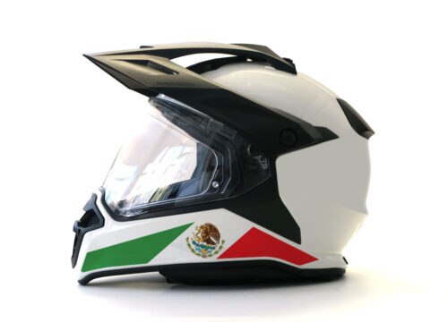 BMW GS Enduro Helmet (White) The Flag Series Mexico Sticker