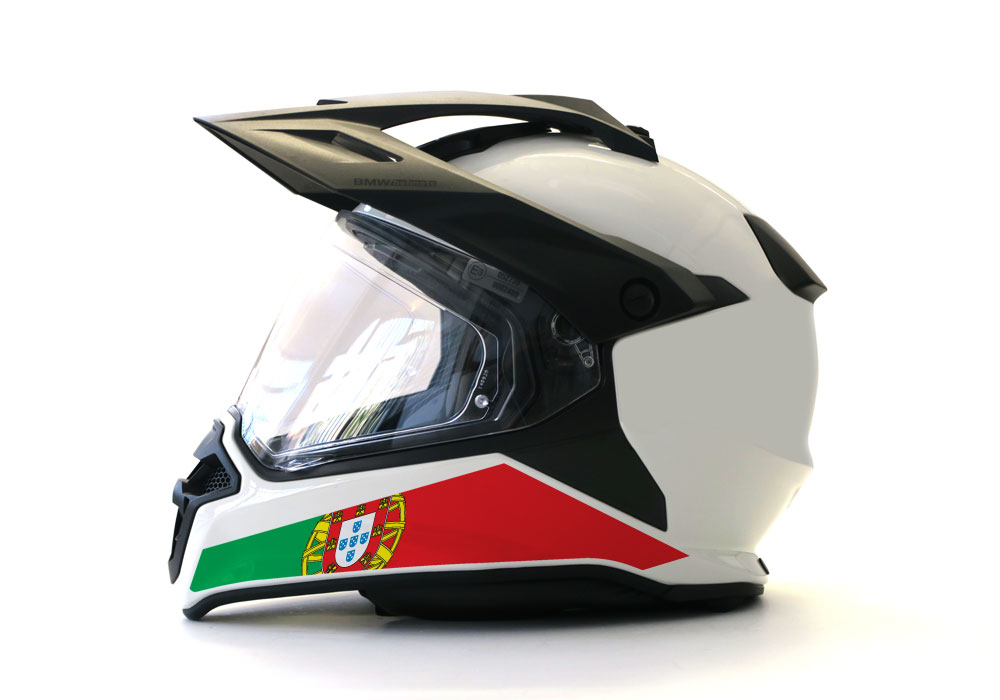 BMW GS Enduro Helmet (White) The Flag Series Portugal Sticker