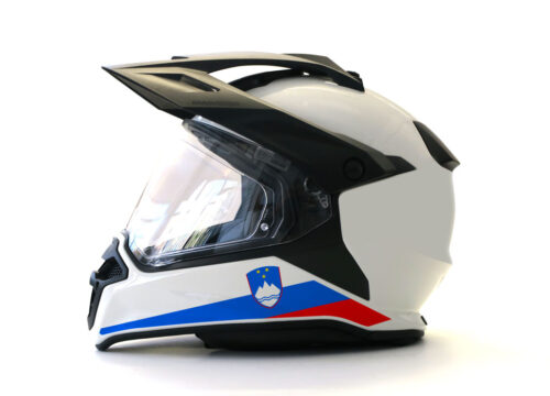 BMW GS Enduro Helmet (White) The Flag Series Slovenia Sticker