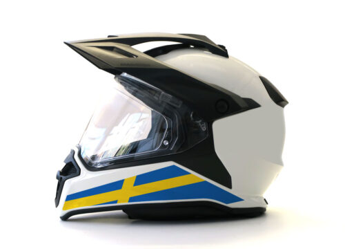 BMW GS Enduro Helmet (White) The Flag Series Sweden Sticker
