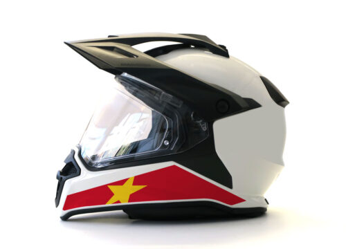 BMW GS Enduro Helmet (White) The Flag Series Vietnam Sticker