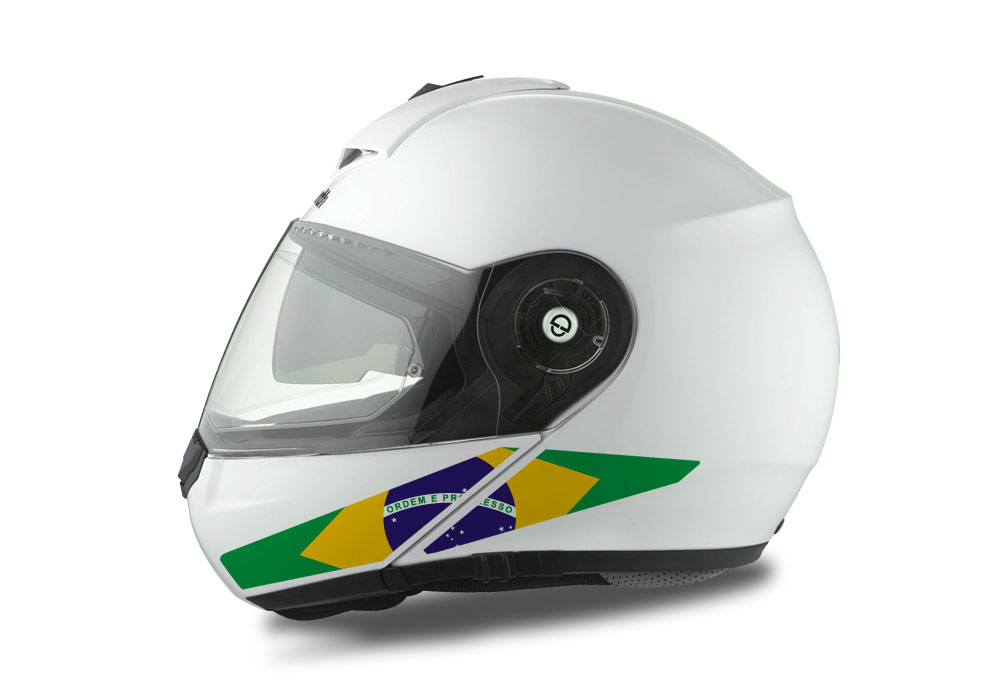 Schuberth C3 Pro Helmet (White) The Flag Series Brazil sticker