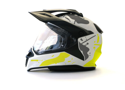BMW GS Enduro Helmet (White) Safari Series Fluo Yellow Stickers Kit