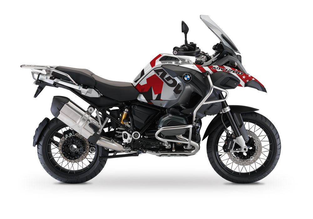 BMW R1200GS LC Adventure Alpine White Military Red Camo Flag Stickers Kit