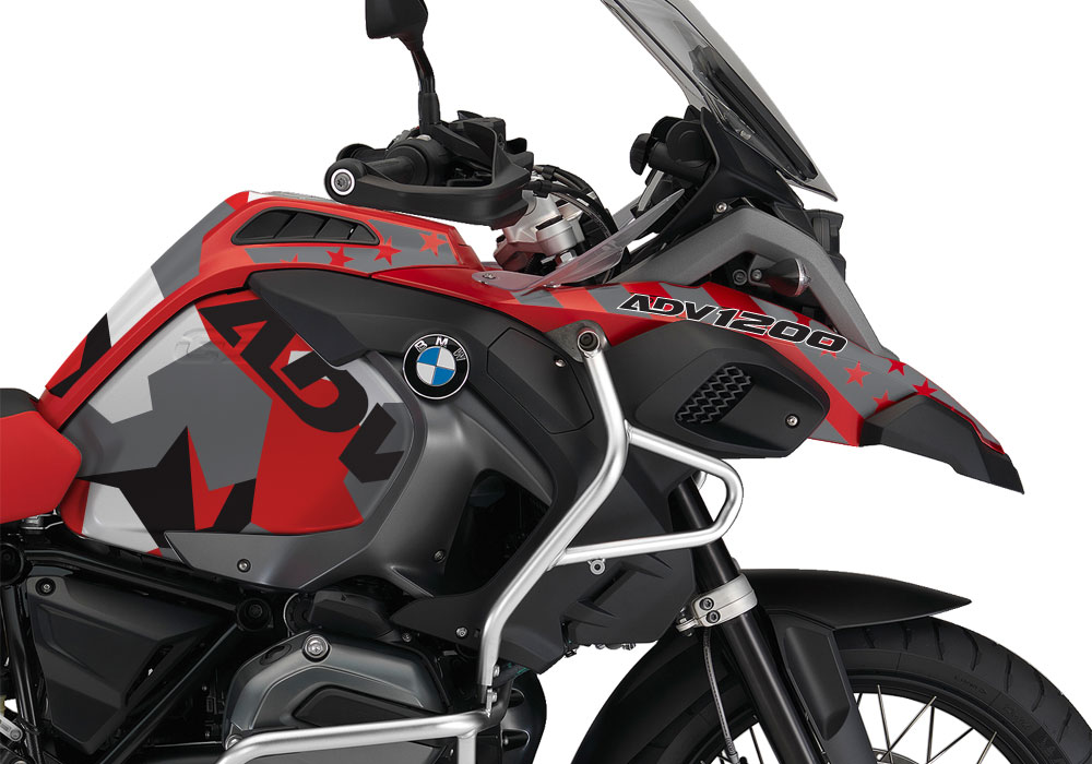 BMW R1200GS LC Adventure Racing Red Military Red Camo Flag Stickers Kit - Image 2