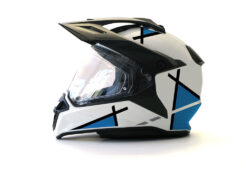 BMW GS Enduro Helmet (White) Vector Series Blue & Black Stickers Kit
