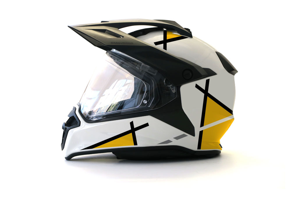 BMW GS Enduro Helmet (White) Vector Series Yellow & Black Stickers Kit