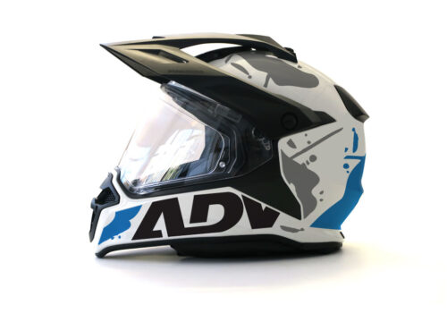 BMW GS Enduro Helmet (White) Safari Series Blue & Black Stickers Kit