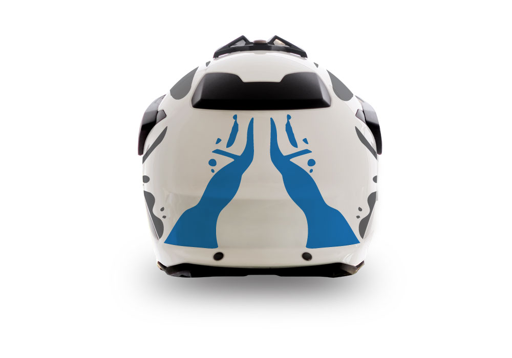 BMW GS Enduro Helmet (White) Safari Series Blue & Black Stickers Kit - Image 2