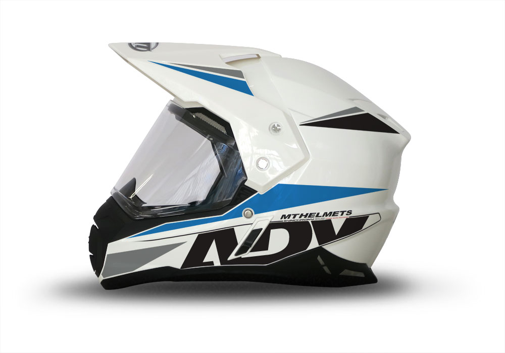 MT Synchrony Duo Sport Helmet (White) Vivo Series Blue & Black Stickers Kit