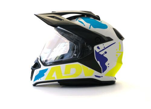 BMW GS Enduro Helmet (White) Safari Series Fluo Yellow Stickers Kit