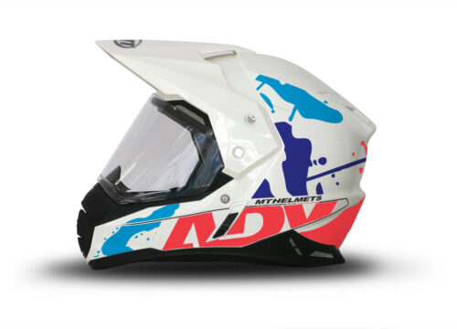 MT Synchrony Duo Sport Helmet (White) Safari Fluo Red Stickers Kit