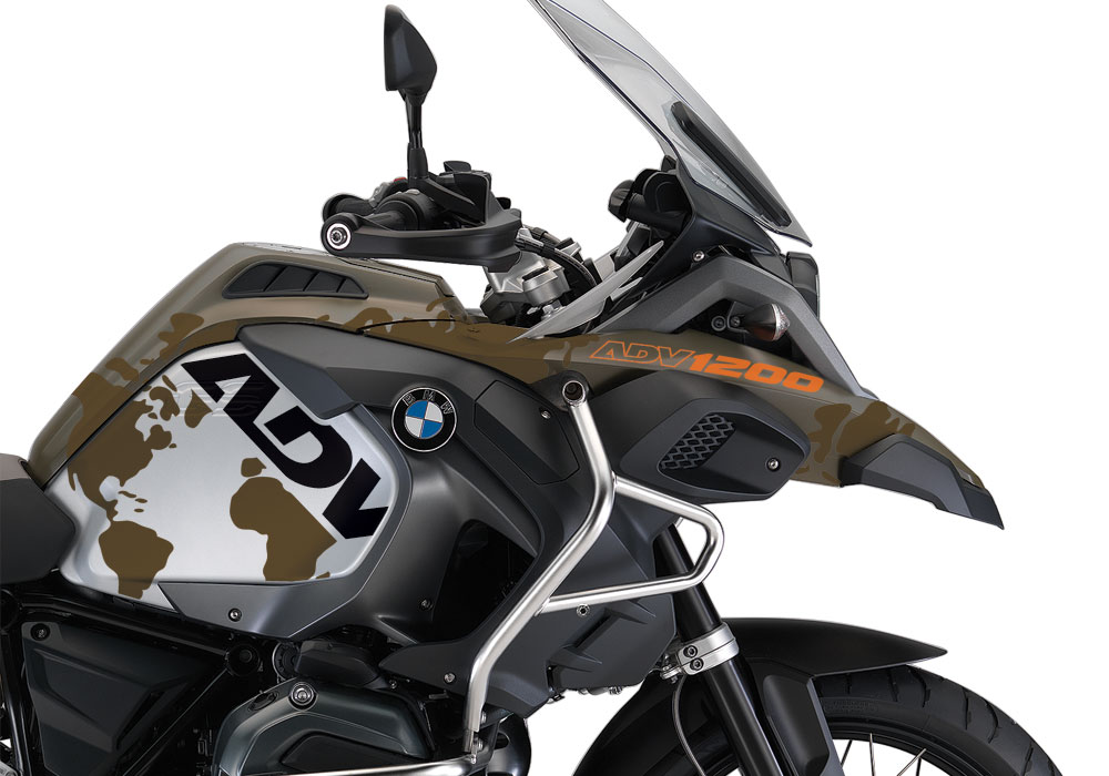 BMW R1200GS LC Adventure Olive Matte The Globe Brown Stickers Kit - Image 2