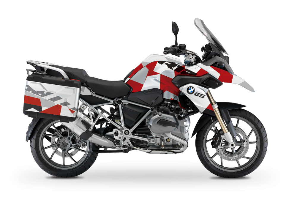 BMW Vario Side Panniers M90 Red Camo Stickers Kit - Image 2