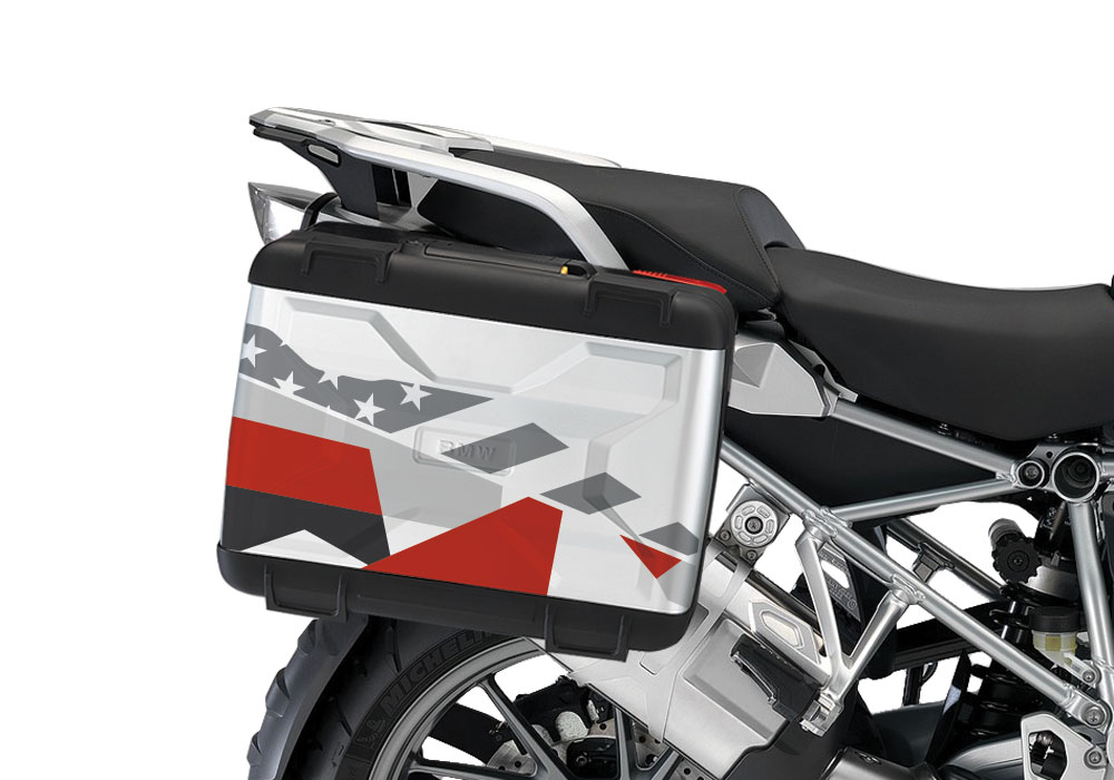 BMW Vario Side Panniers M90 Red Camo Stickers Kit