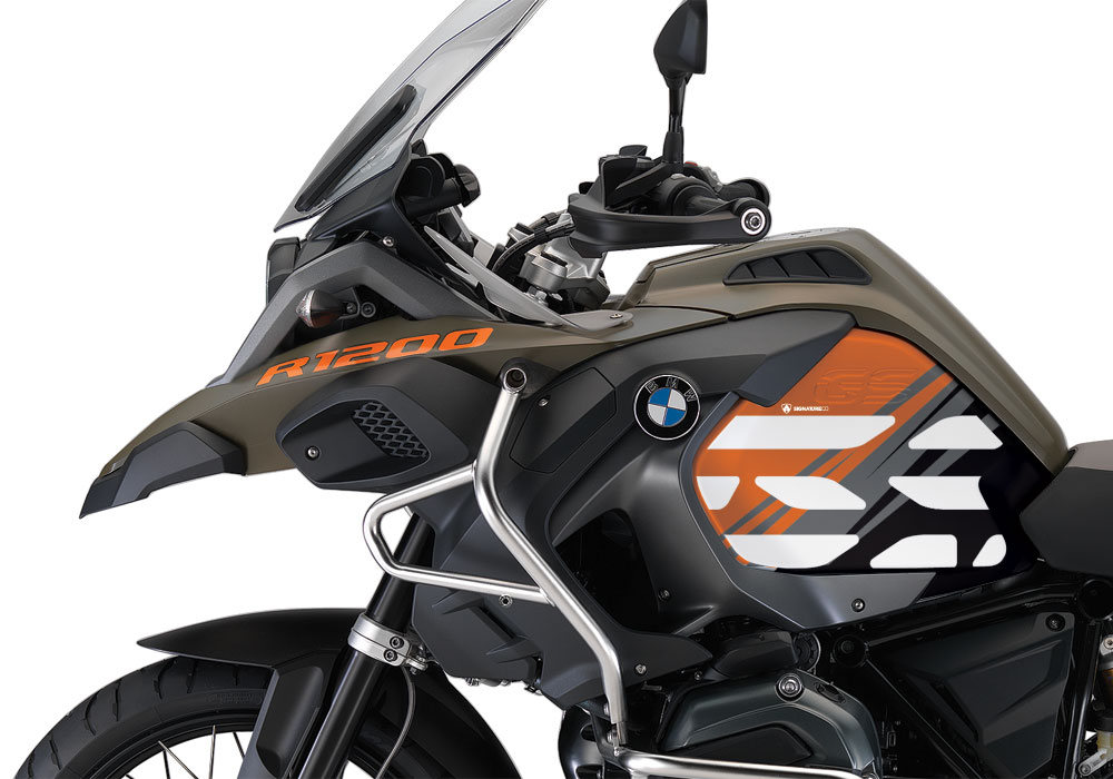 BMW R1200GS LC Adventure Olive Matte Style Anniversary LE Orange Side Tank Stickers - Image 2