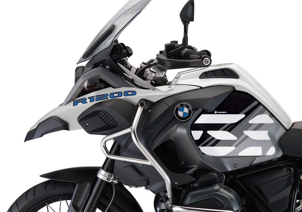 BMW R1200GS LC Adventure Alpine White Style Anniversary LE Black Side Tank Stickers - Image 3