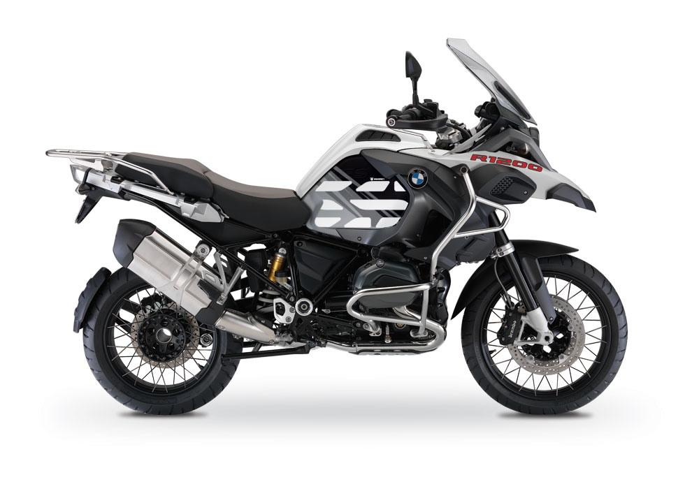 BMW R1200GS LC Adventure Alpine White Style Anniversary LE Black Side Tank Stickers - Image 3
