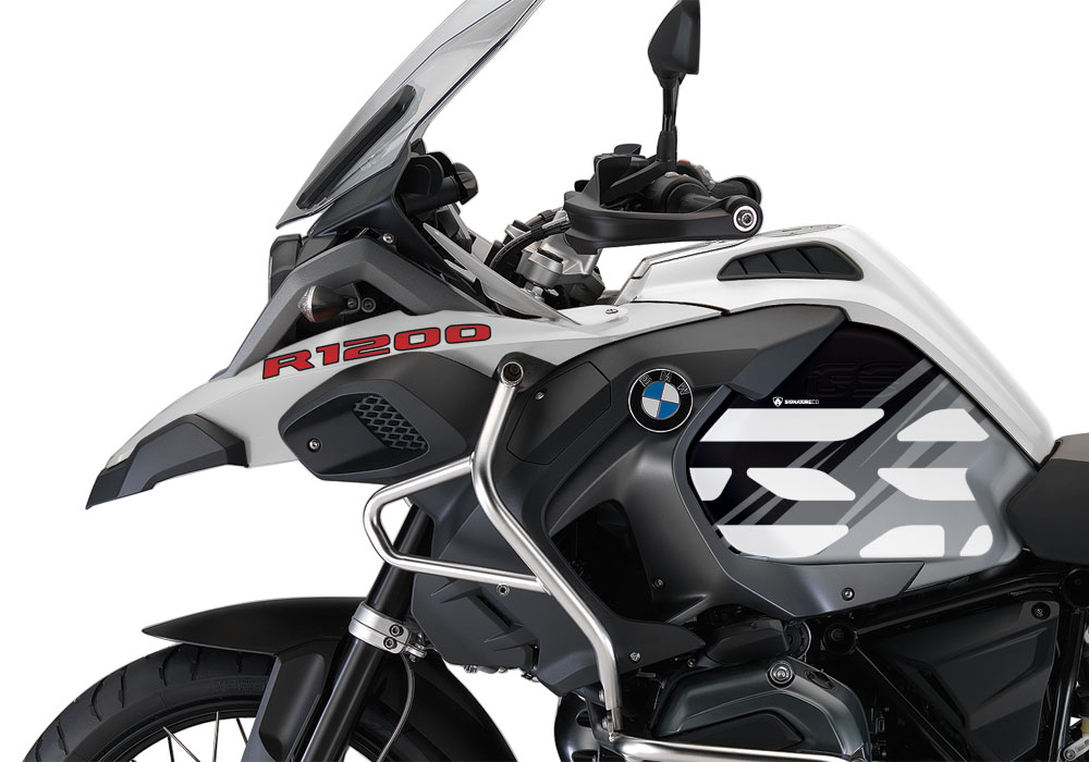 BMW R1200GS LC Adventure Alpine White Style Anniversary LE Black Side Tank Stickers - Image 2